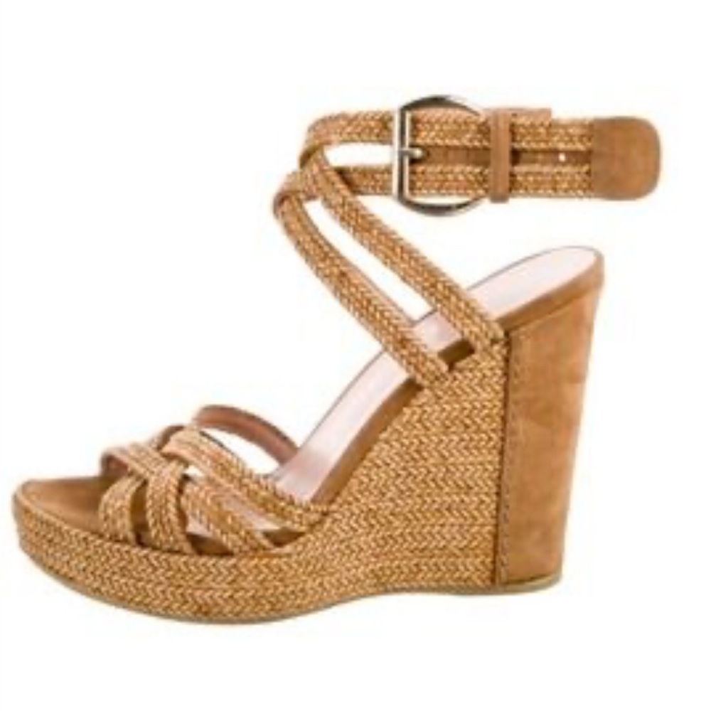Stuart Weitzman REINS braided Leather Crisscross Wedges